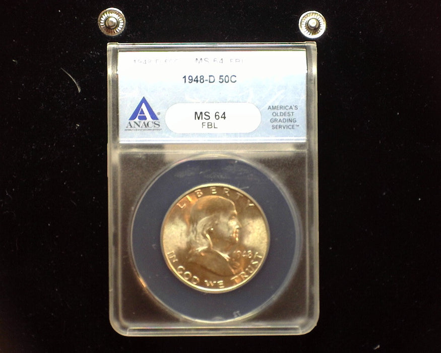 1948 D Franklin Half Dollar ANACS MS64 Full Bell Lines - US Coin