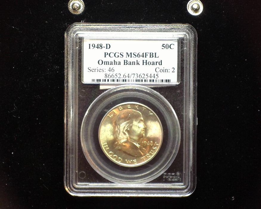 1948 D Franklin Half Dollar PCGS MS64 Full Bell Lines Omaha Bank Hoard - US Coin