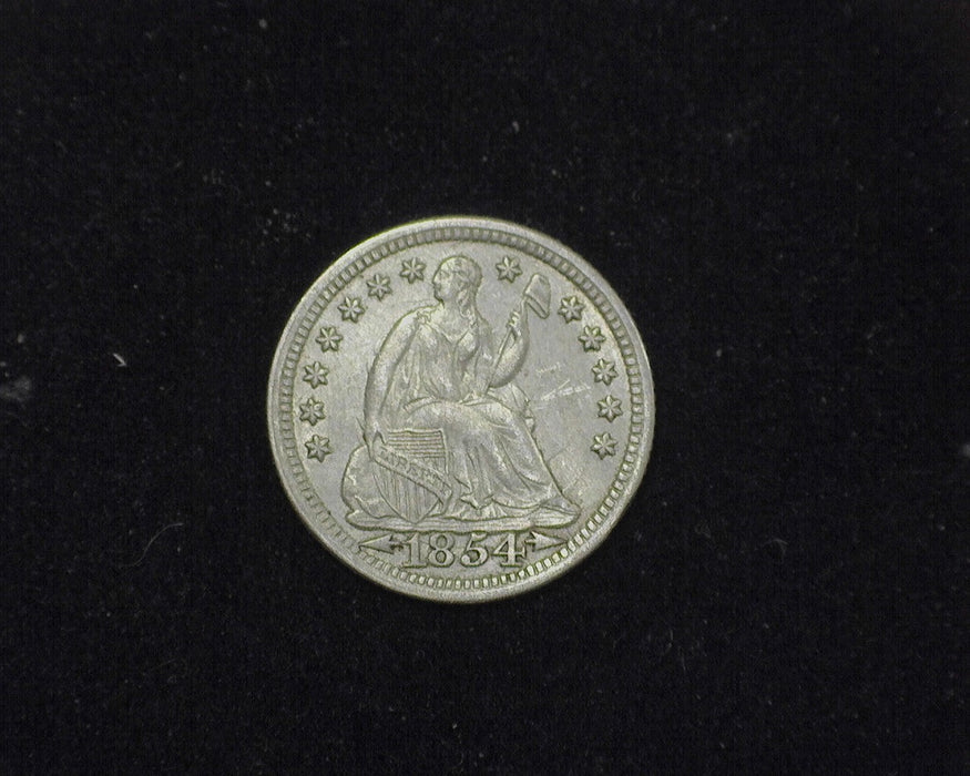 1854 Liberty Seated Half Dime AU Arrows - US Coin