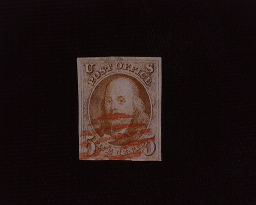 HS&C: US #1 Stamp Used Ample four margin stamp with crisp impression and rich color. Red grid cancel, thin.