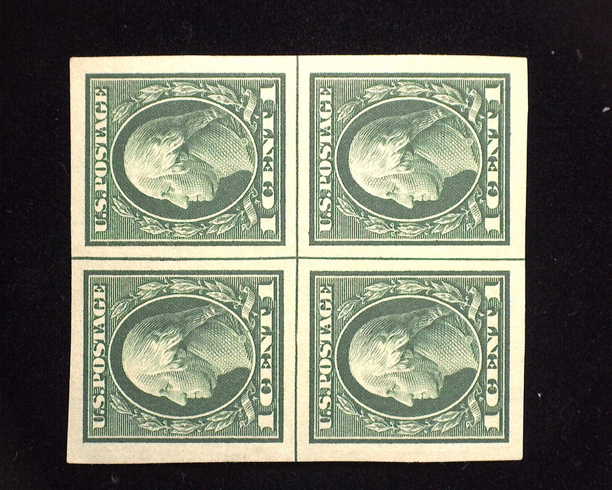 #408 1 c Washington Choice cross center line block. Mint XF/S LH US Stamp