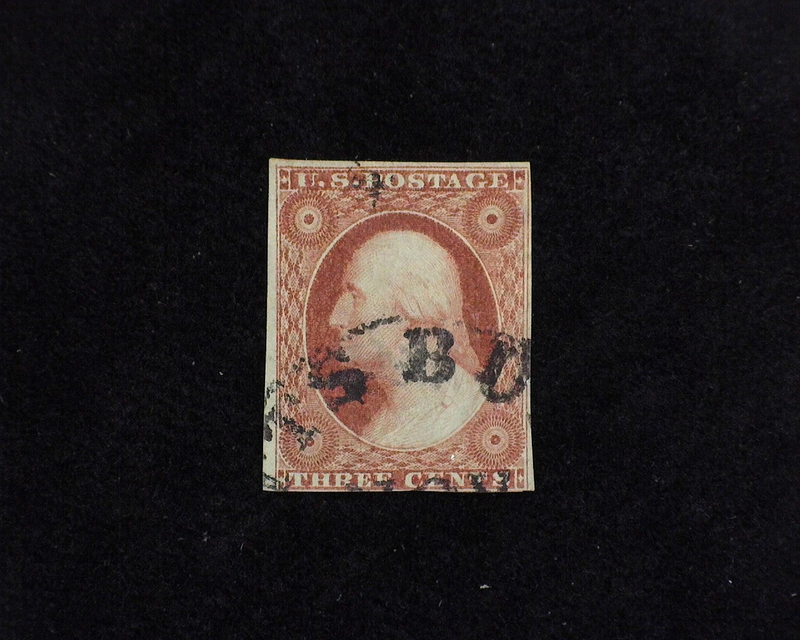 HS&C: US #10 Stamp Used Fresh four margin stamp with faint crease. VF