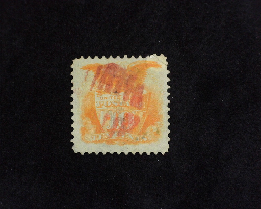 HS&C: US #116 Stamp Used Fresh stamp with Red Grid cancel. Corner crease. VF