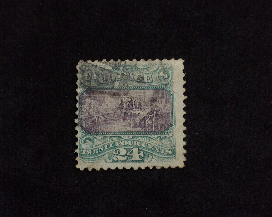 HS&C: US #120 Stamp Used Faint corner crease. F
