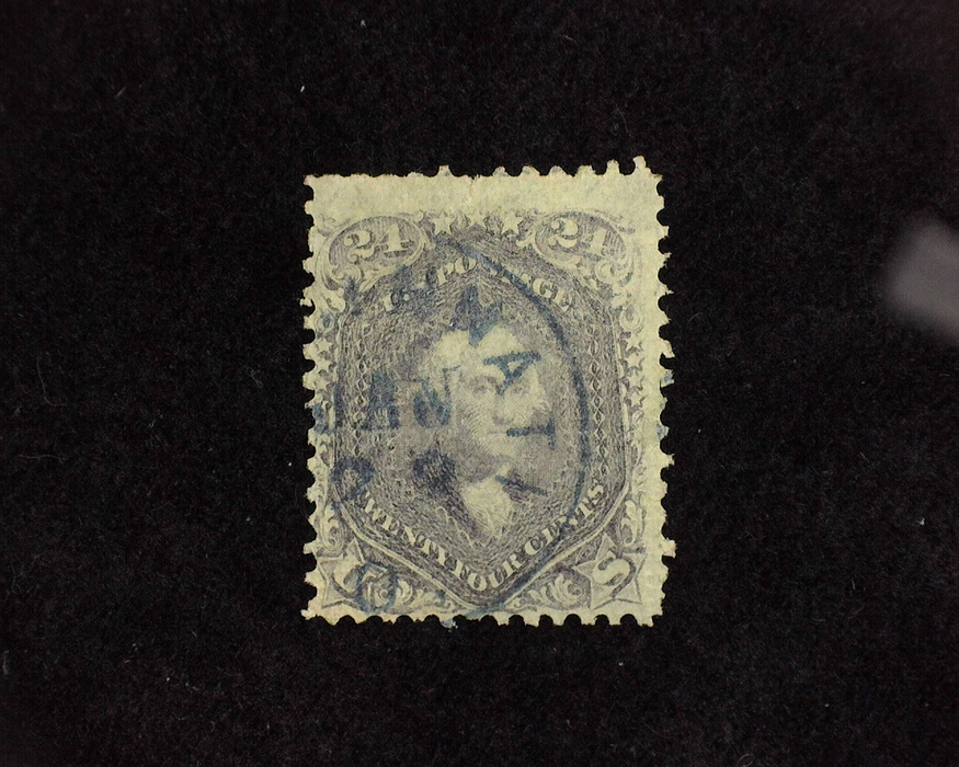 HS&C: US #99 Stamp Used Clear double grill variety. Small perf tear. F