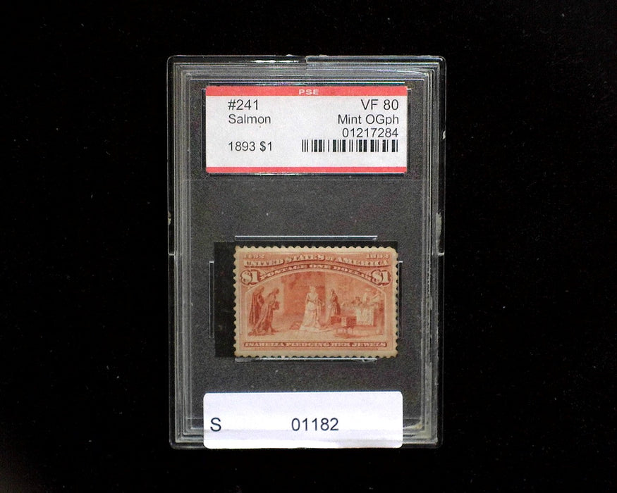 #241 1 Dollar Columbian PSE slabbed Rich color. Mint VF80 LH US Stamp