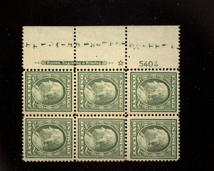 #331 Mint 1 cent Franklin plate block of six PL#5404 F/VF NH US Stamp