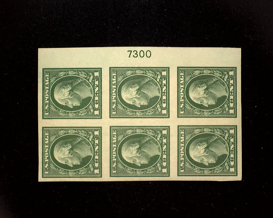 #408 1c Washington right margin block of six PL#7300 A Beauty! Mint XF NH US Stamp