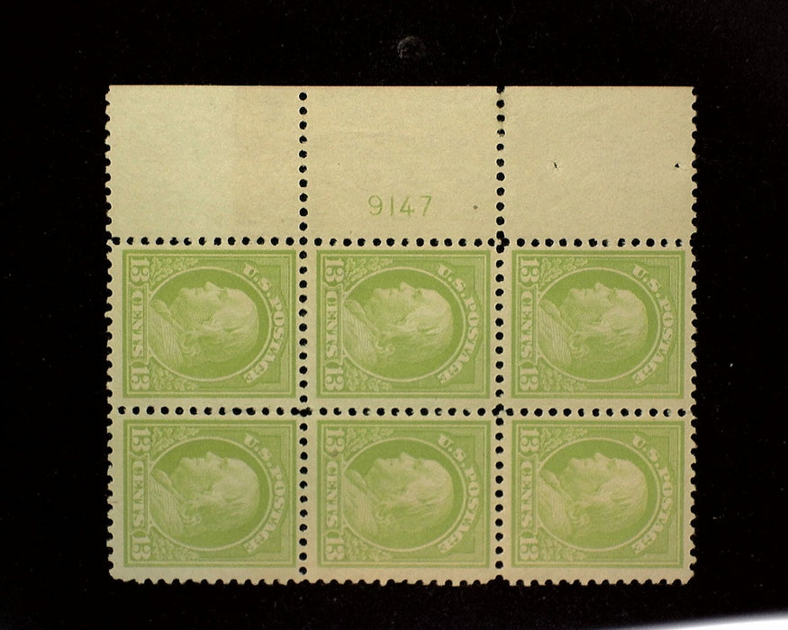 #513 Mint 13 cent Franklin plate block of six PL#9147 Choice! VF NH US Stamp