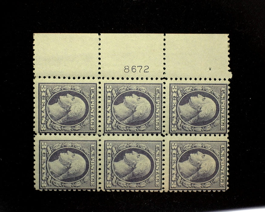 #529 Mint 3 cent Washington plate block of six PL#8672 F NH US Stamp