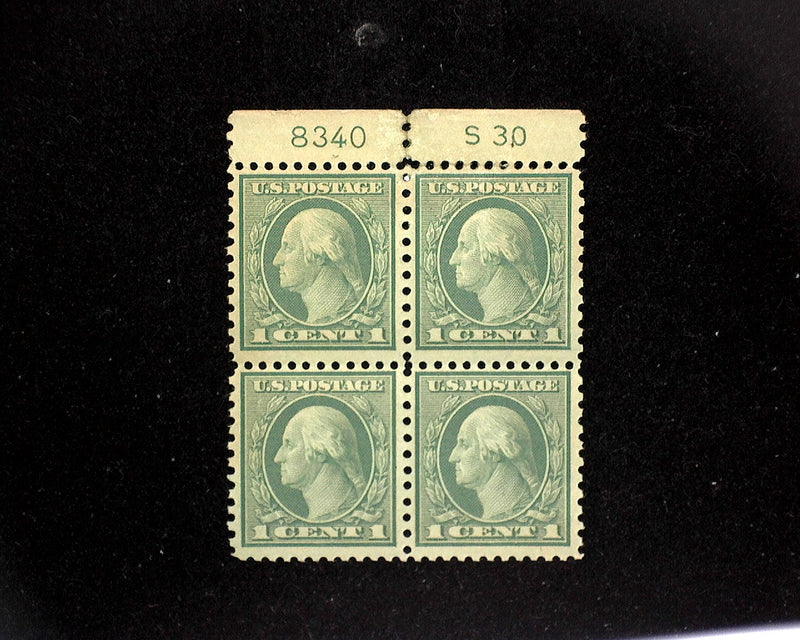 #538 Mint 1 cent Washington plate block of four PL#8340 F/VF NH US Stamp
