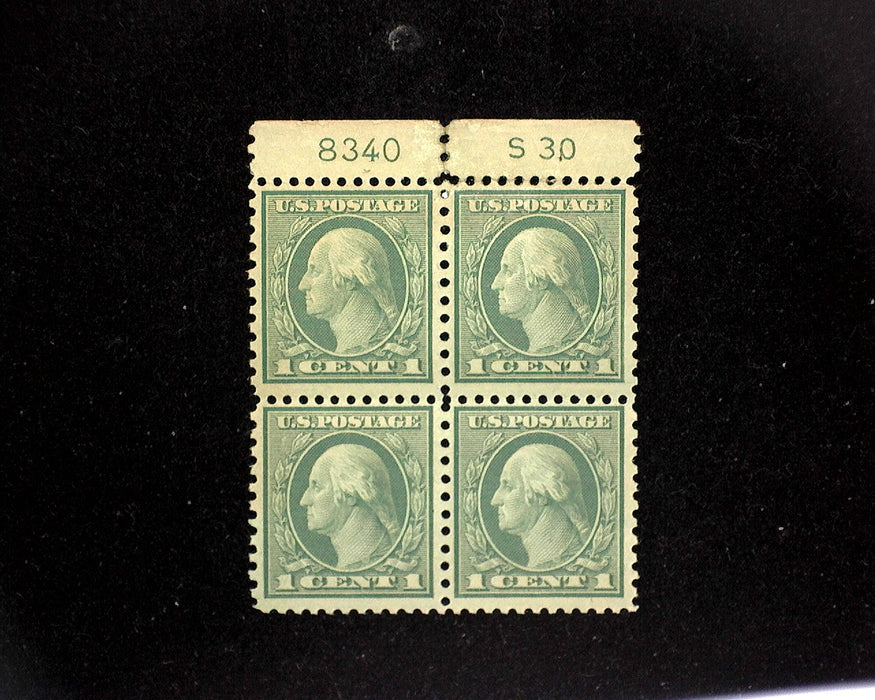 #538 Mint 1 cent Washington plate block of four PL#8340 F/VF NH US Stamp