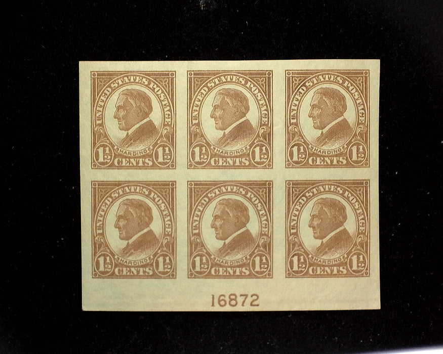 #576 Mint 1_ cent Harding plate block of six PL#16872 S NH US Stamp