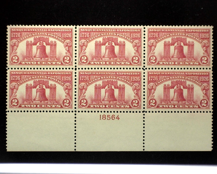#627 Mint 2 cent Sesquicentennial plate block of six PL#18564 XF NH US Stamp