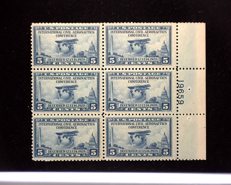 #650 Mint 5 cent Aeronautics plate block of six PL#19659 VF NH US Stamp