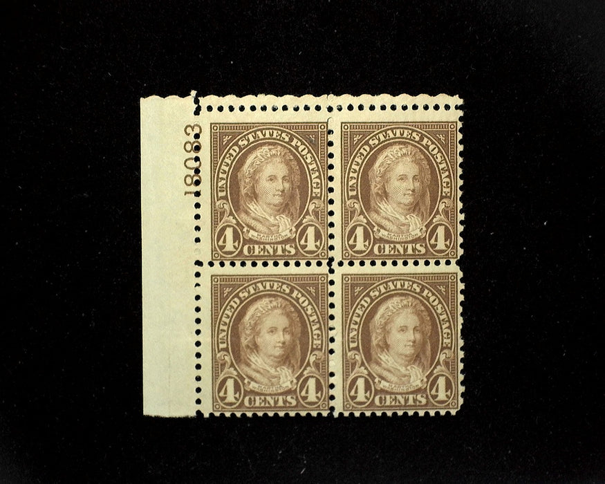 #636 Mint 4 cent Martha Washington plate block of four PL#18083 F LH US Stamp