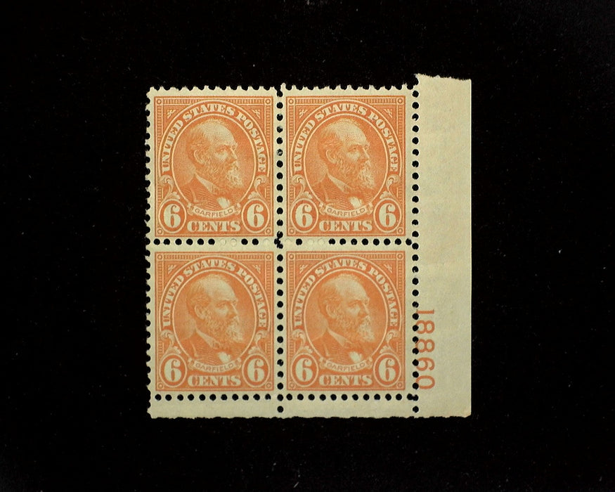 #638 Mint 6 cent Garfield plate block of four PL#18860 F/VF LH US Stamp