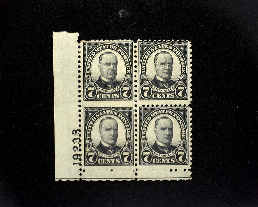 #639 Mint 7 cent McKinley plate block of four PL#19238 F H US Stamp