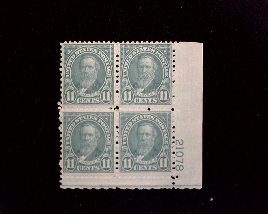 #692 Mint 11 cent Hayes plate block of four PL#21078 VF NH US Stamp