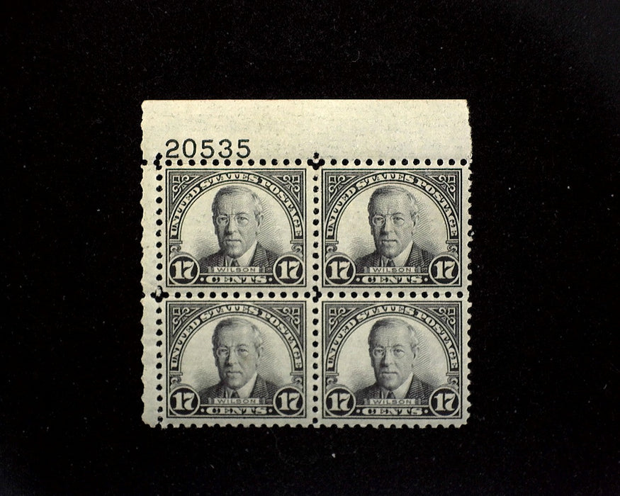 #697 Mint 17 cent Wilson plate block of four PL#20535 VF LH US Stamp