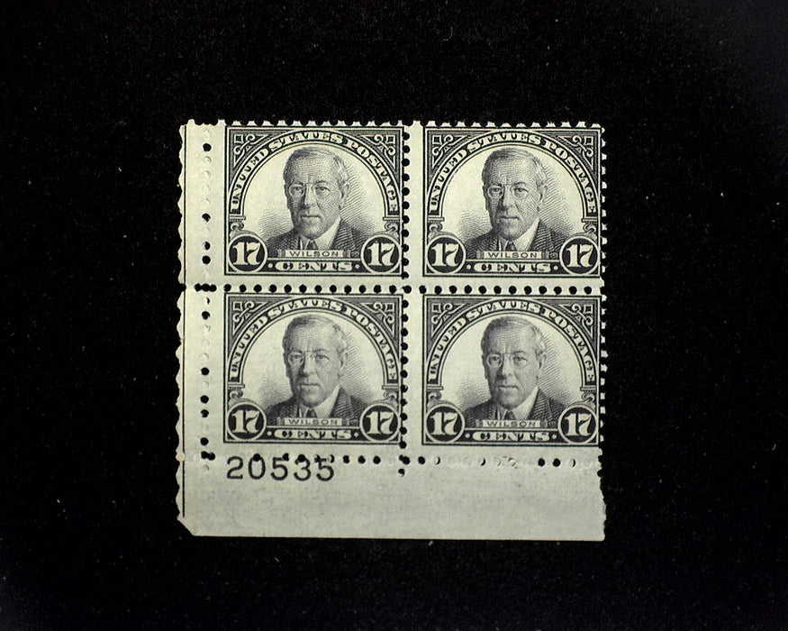 #697 Mint 17 cent Wilson plate block of four PL#20535 AVG NH US Stamp