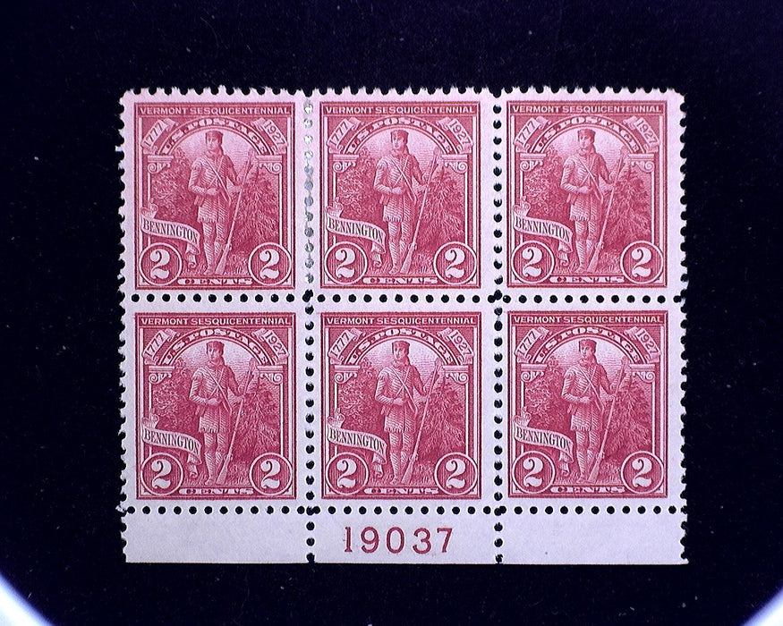 #643 Mint 2 cent Vermont plate block of six PL#19037 VF LH US Stamp