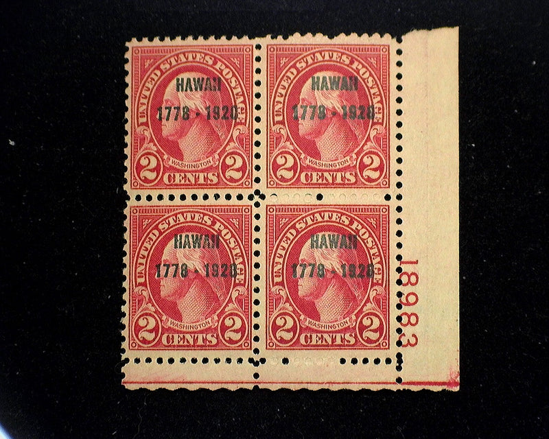 #647 Mint 2 cent Hawaii plate block of four PL#18983 VF NH US Stamp
