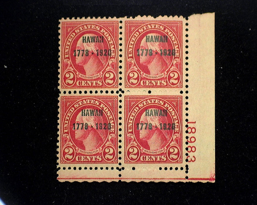 #647 Mint 2 cent Hawaii plate block of four PL#18983 VF NH US Stamp