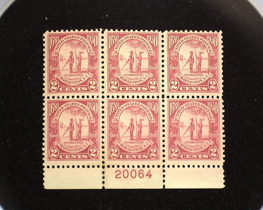 #683 Mint 2 cent Charleston plate block of six PL#20064 F/VF LH US Stamp