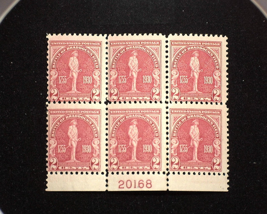 #688 Mint 2 cent Braddock plate block of six PL#20168 F/VF NH US Stamp