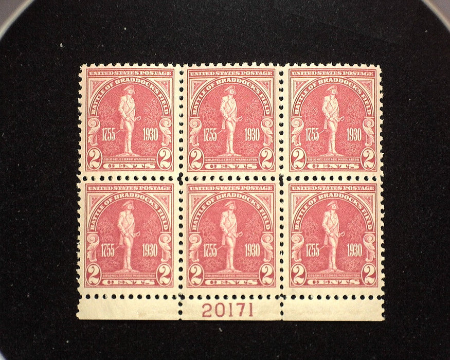 #688 Mint 2 cent Braddock plate block of six PL#20171 VF NH US Stamp