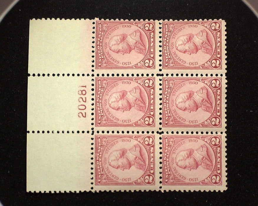 #689 Mint 2 cent Von Steuben plate block of six PL#20281 F/VF NH US Stamp
