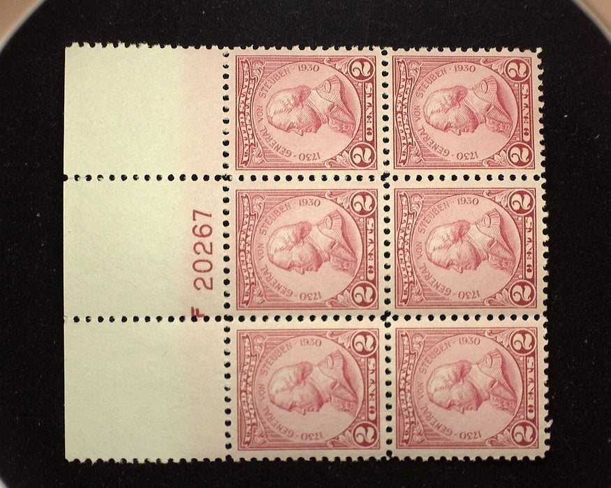 #689 Mint 2 cent Von Steuben plate block of six PL#20267 Vf/Xf NH US Stamp