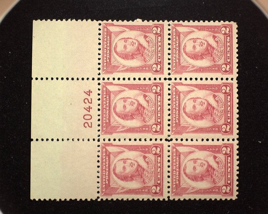 #690 Mint 2 cent Pulaski plate block of six PL#20424 VF NH US Stamp