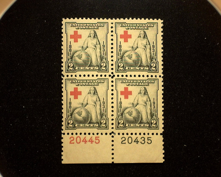 #702 Mint 2 cent Red Cross plate block of four PL#20445/20435 VF NH US Stamp