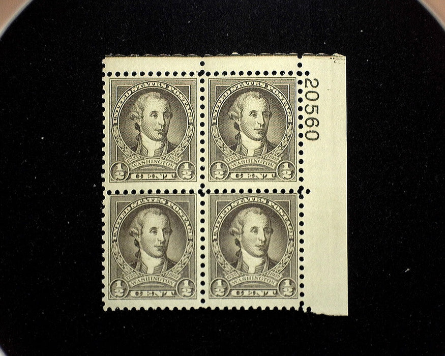 #704 Mint Half Cent Washington Bicentennial plate block of four PL# 20560 F/VF NH US Stamp