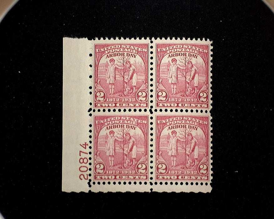 #717 Mint 2 cent Arbor Day plate block of four PL#20874 F/VF NH US Stamp