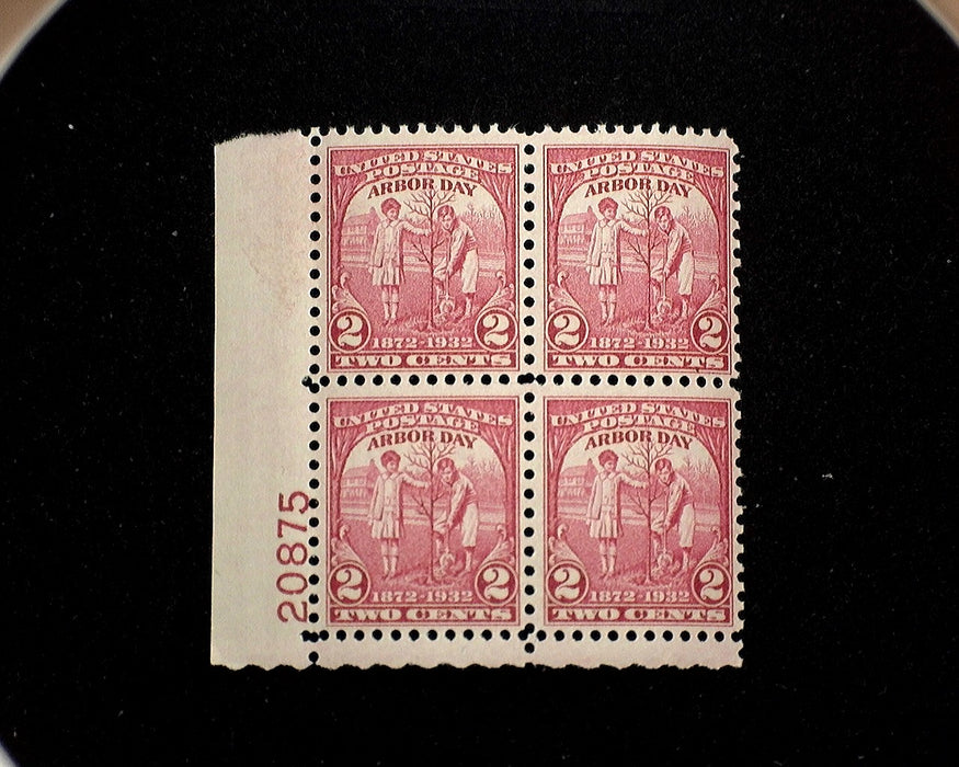 #717 Mint 2 cent Arbor Day plate block of four PL#20875 VF NH US Stamp