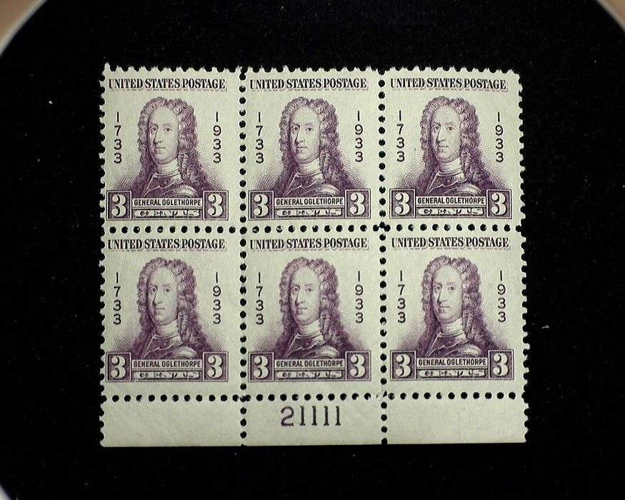 #726 Mint 3 cent Ogelthorpe plate block of six PL#21111 F/VF NH US Stamp