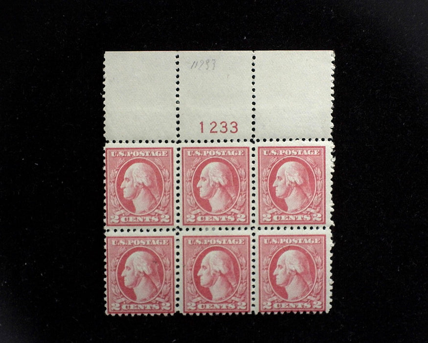 #527 MLH 2 cent Carmine Type V plate block Missing 1 digit in plate number variety F US Stamp