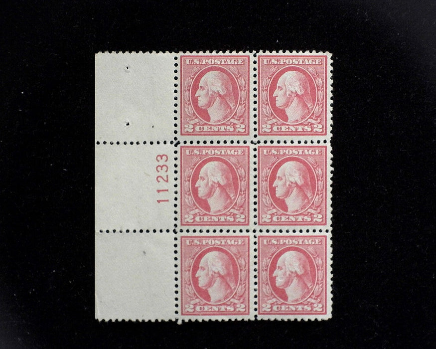 #527 MH 2 cent Carmine Type V plate block Vf/Xf US Stamp