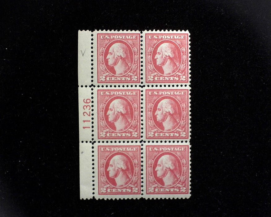 #527 MLH 2 cent Carmine Type V plate block F/VF US Stamp