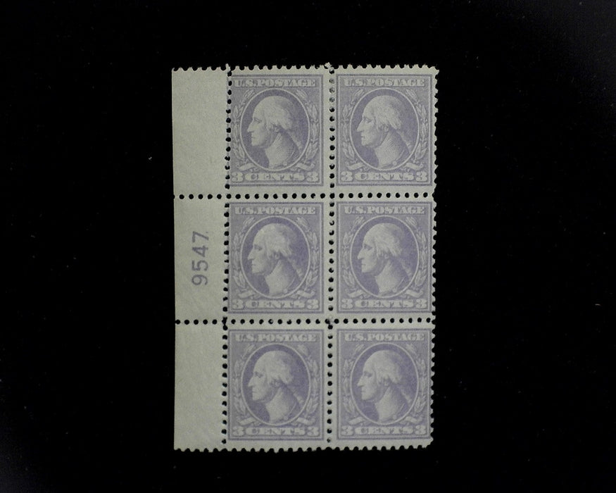 #530 MLH 3 cent Purple plate block F US Stamp