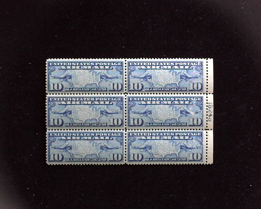 #C7 MNH 10 cent Maps Airmail plate block Vf/Xf US Stamp