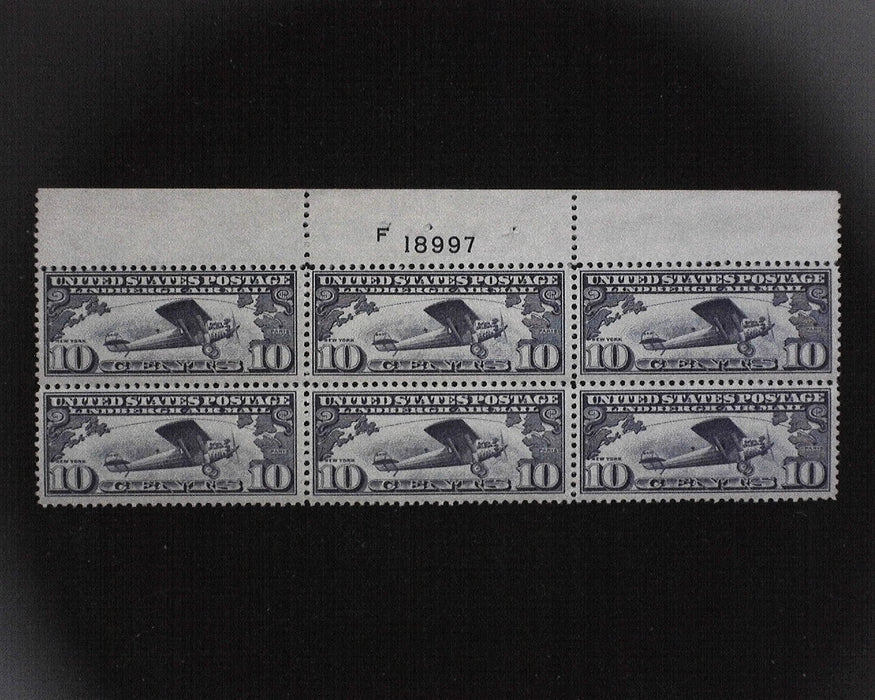 #C10 MNH 10 cent Lindbergh Airmail plate block VF US Stamp