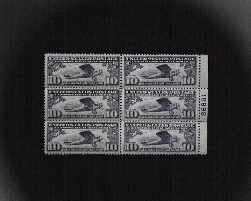 #C10 10c Lindbergh Airmail plate block. Mint Vf/Xf NH - US Stamp