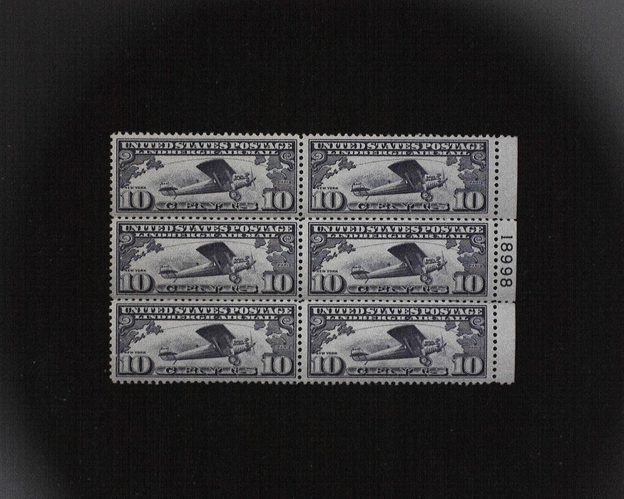 #C10 MNH 10 cent Lindbergh Airmail plate block Vf/Xf US Stamp