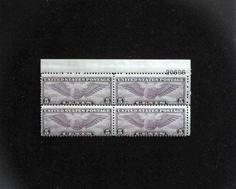 #C16 5c Winged Globe Airmail plate block. Mint F NH - US Stamp