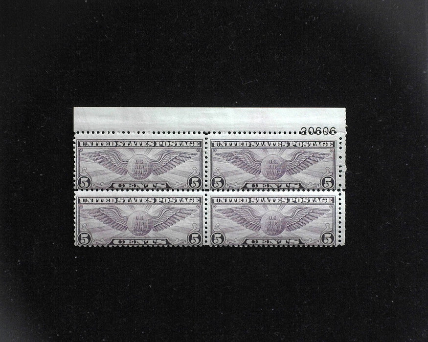 #C16 MNH 5 cent Winged Globe Airmail plate block F US Stamp