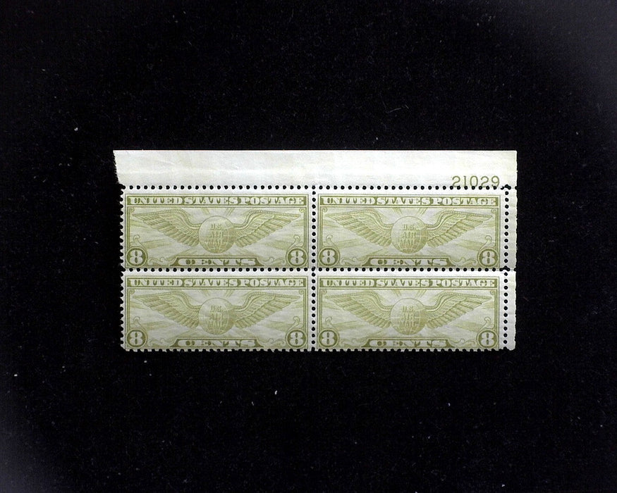#C17 MNH 8 cent Winged Globe Airmail plate block F US Stamp